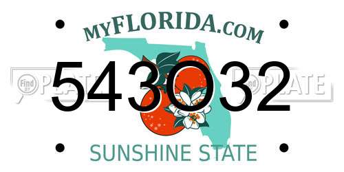 543O32 Florida License Plate