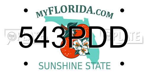 543PDD Florida License Plate