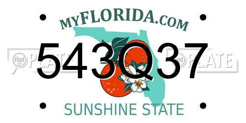 543Q37 Florida License Plate