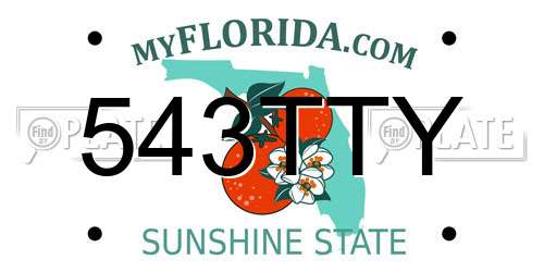 543TTY Florida License Plate