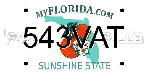 543VAT Florida License Plate