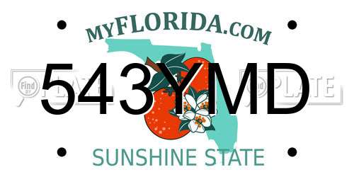 543YMD Florida License Plate