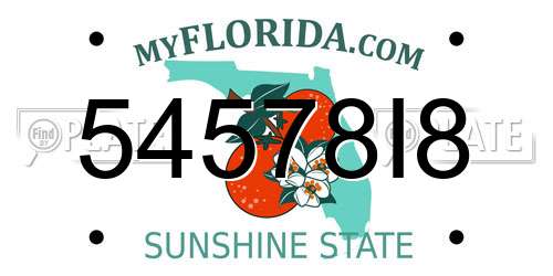 54578I8 Florida License Plate
