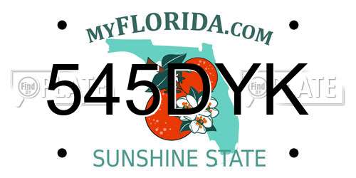 545DYK Florida License Plate