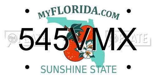 545VMX Florida License Plate
