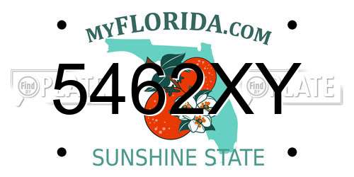 5462XY Florida License Plate