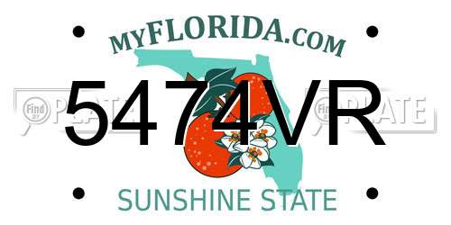 5474VR Florida License Plate