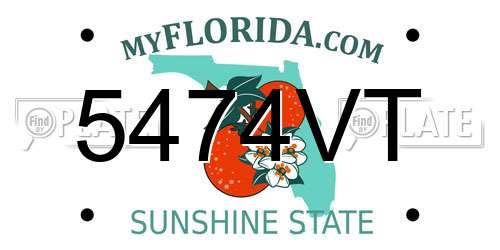 5474VT Florida License Plate