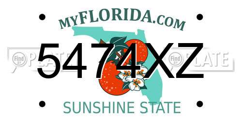 5474XZ Florida License Plate