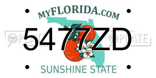 5477ZD Florida License Plate