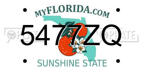 5477ZQ Florida License Plate