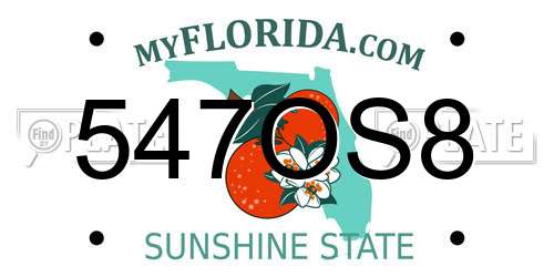 547OS8 Florida License Plate