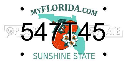 547T45 Florida License Plate
