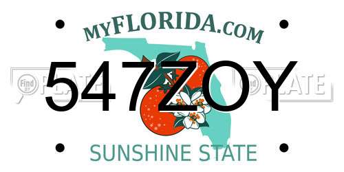 547ZOY Florida License Plate