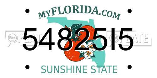 54825I5 Florida License Plate