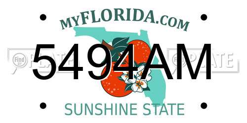 5494AM Florida License Plate