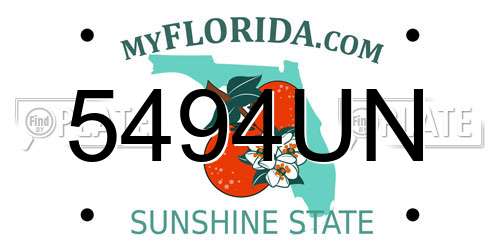 5494UN Florida License Plate