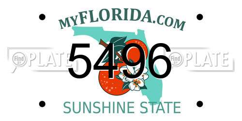 5496 Florida License Plate