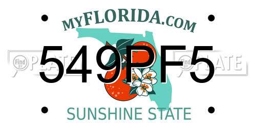 549PF5 Florida License Plate