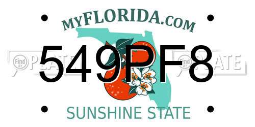 549PF8 Florida License Plate