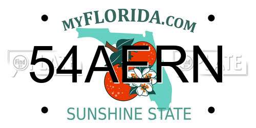 54AERN Florida License Plate