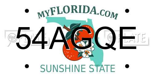 54AGQE Florida License Plate