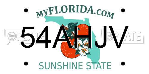 54AHJV Florida License Plate