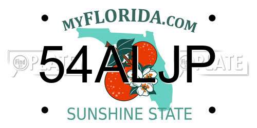 54ALJP Florida License Plate