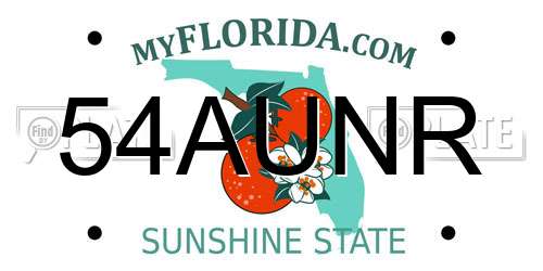 54AUNR Florida License Plate