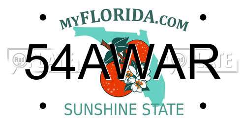 54AWAR Florida License Plate