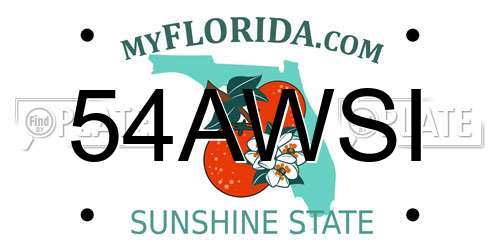 54AWSI Florida License Plate
