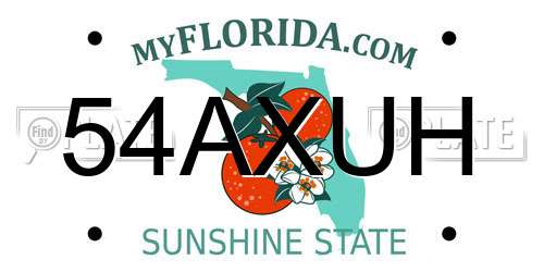 54AXUH Florida License Plate