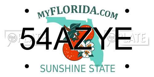 54AZYE Florida License Plate