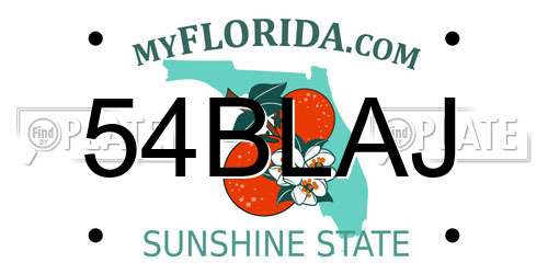 54BLAJ Florida License Plate
