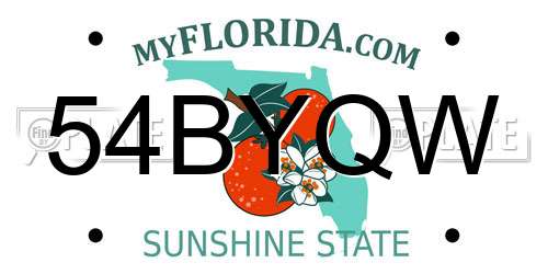 54BYQW Florida License Plate