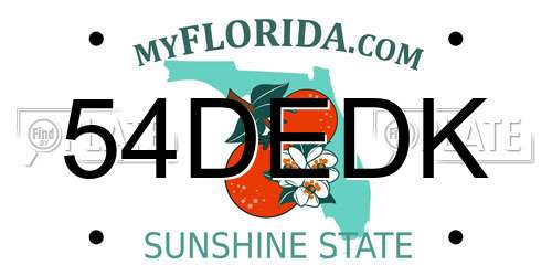 54DEDK Florida License Plate