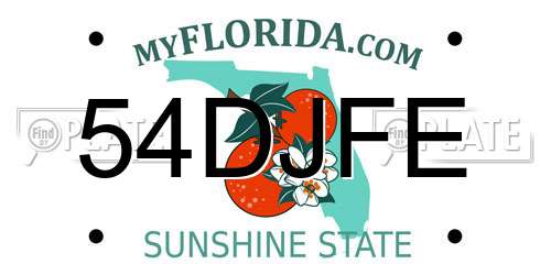 54DJFE Florida License Plate