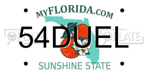 54DUEL Florida License Plate