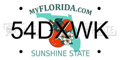 54DXWK Florida License Plate