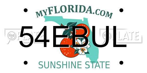 54EBUL Florida License Plate