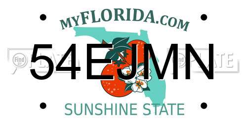 54EJMN Florida License Plate