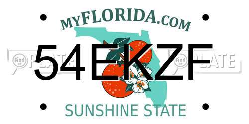 54EKZF Florida License Plate