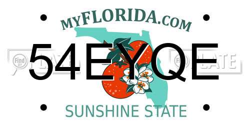 54EYQE Florida License Plate