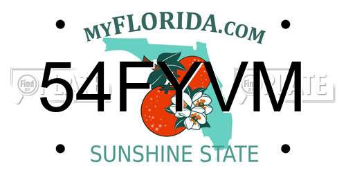 54FYVM Florida License Plate