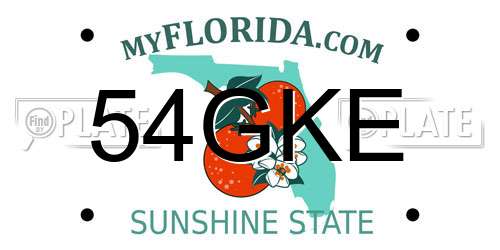 54GKE Florida License Plate