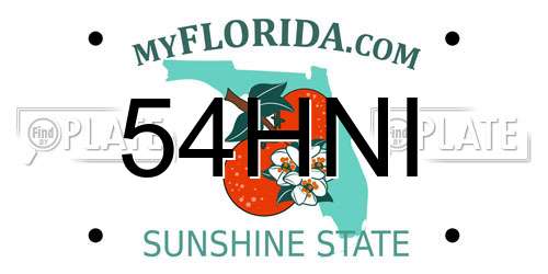 54HNI Florida License Plate