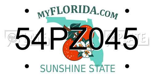 54PZ045 Florida License Plate