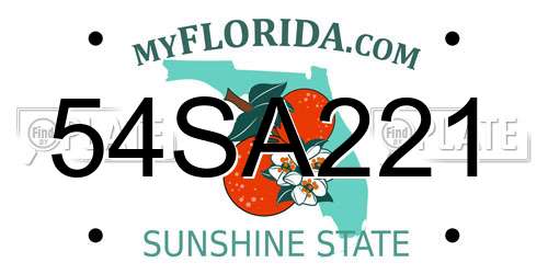 54SA221 Florida License Plate