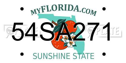 54SA271 Florida License Plate