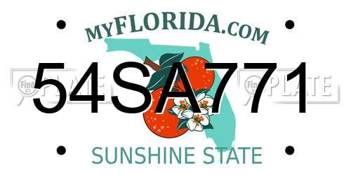 54SA771 Florida License Plate